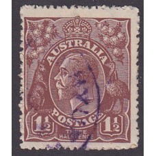 Australian    King George V   1½d Penny Half Pence Brown   Single Crown WMK  Plate Variety 8L59